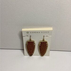 Kendra Scott, retired Skyler earrings, goldstone slight tarnish